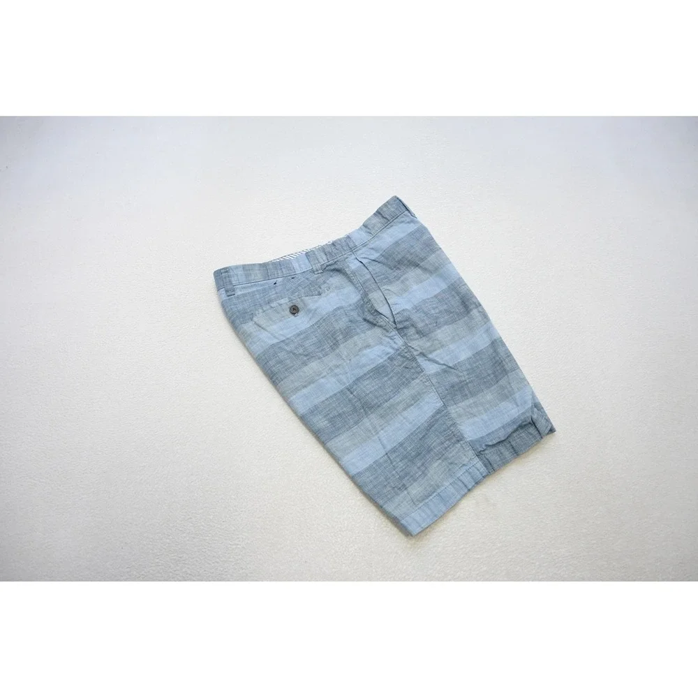 Banana Republic Casual Shorts Men 36 Blue Excellent Striped Cotton Flat‎ Front